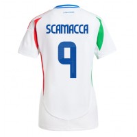 Camiseta Italia Gianluca Scamacca #9 Segunda Equipación Replica Eurocopa 2024 para mujer mangas cortas